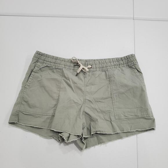 Vuori Ripstop Shorts Womens Large Eucalyptus Raw Hem Drawcord Zip Pocket VW385 - Picture 1 of 8